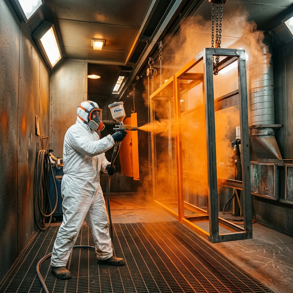 Powder coating process at Yashi Electricals